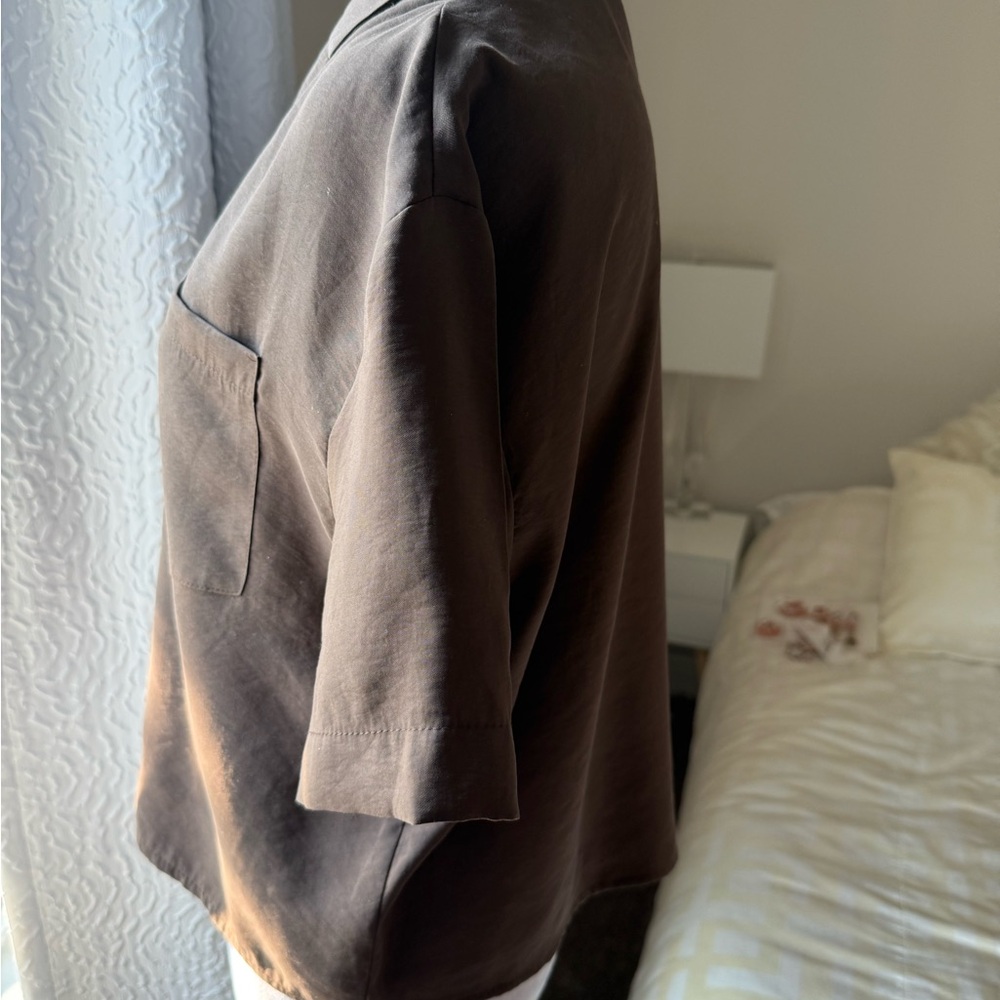 Zara Chocolate Button-Down Women's Shirt - Picture 3 of 5